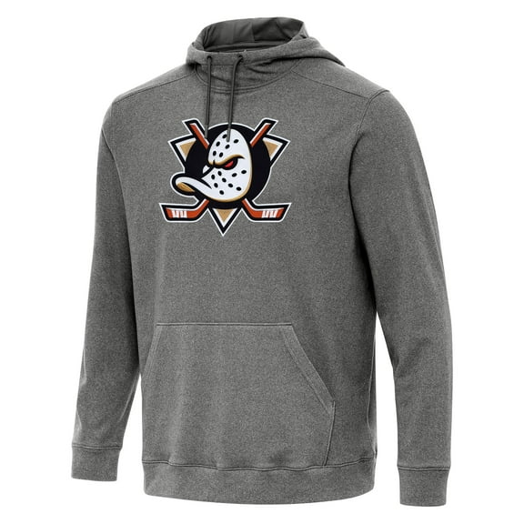 Men's Antigua Heather Black Anaheim Ducks Cloud Pullover Hoodie