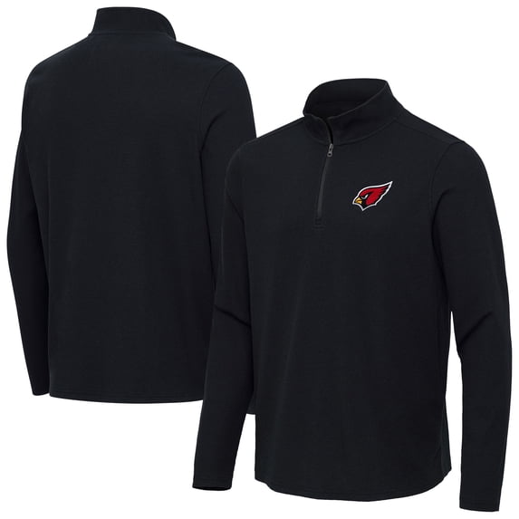Men's Antigua Heather Black Arizona Cardinals Sync Tri-Blend Quarter-Zip Pullover