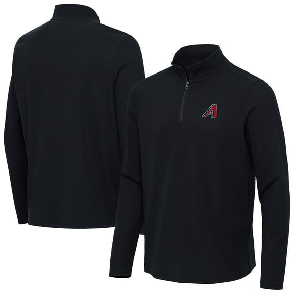 Men's Antigua Heather Black Arizona Diamondbacks Sync Tri-Blend Quarter-Zip Pullover