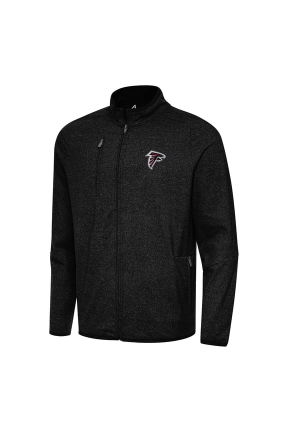 Men's Antigua Heather Black Atlanta Falcons Hold-Up Tri-Blend Full-Zip Jacket