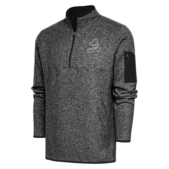 Men's Antigua Heather Black Beloit Sky Carp Big & Tall Fortune Quarter-Zip Pullover Jacket