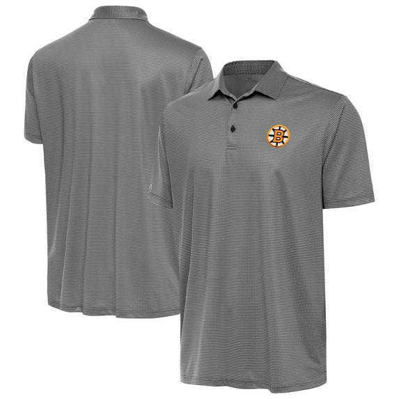 Men's Antigua Heather Black Boston Bruins Rings Polo