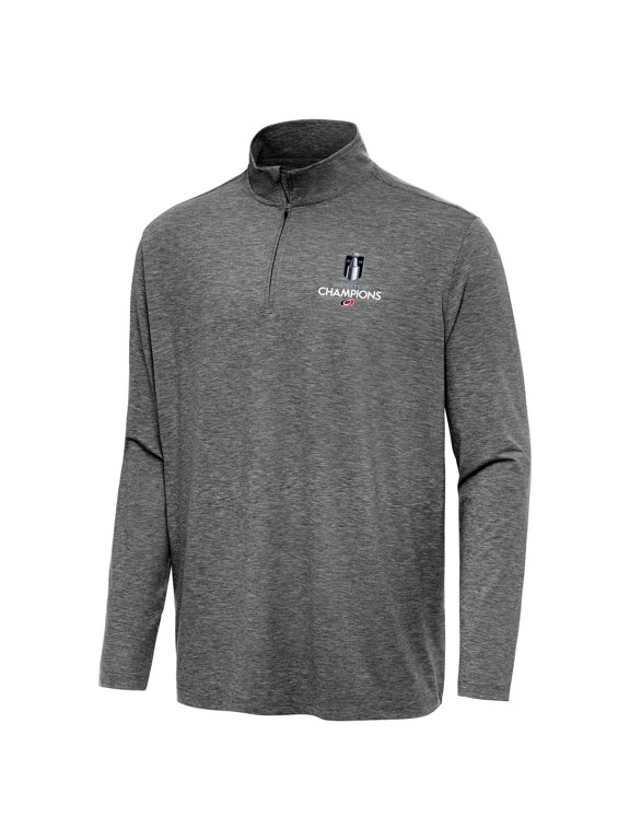 Men's Antigua Heather Black Carolina Hurricanes 2026 Stanley Cup Champions Master Quarter-Zip Pullover