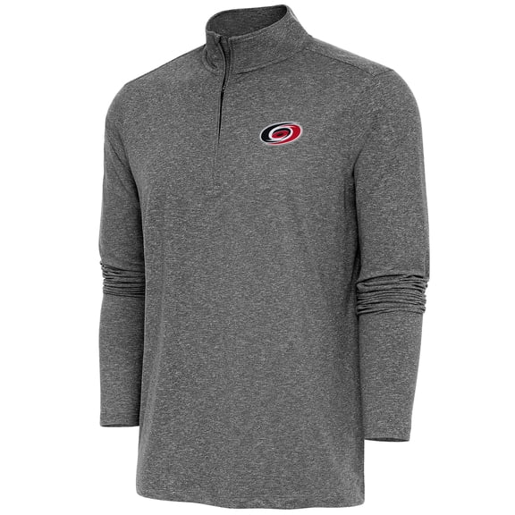 Men's Antigua Heather Black Carolina Hurricanes Hunk Quarter-Zip Pullover Top