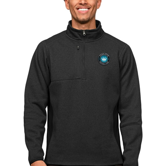 Men's Antigua Heather Black Charlotte FC Primary Team Logo
