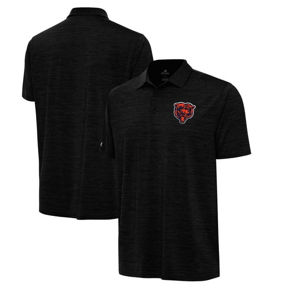 Men's Antigua Heather Black Chicago Bears Bear Logo Layout Polo