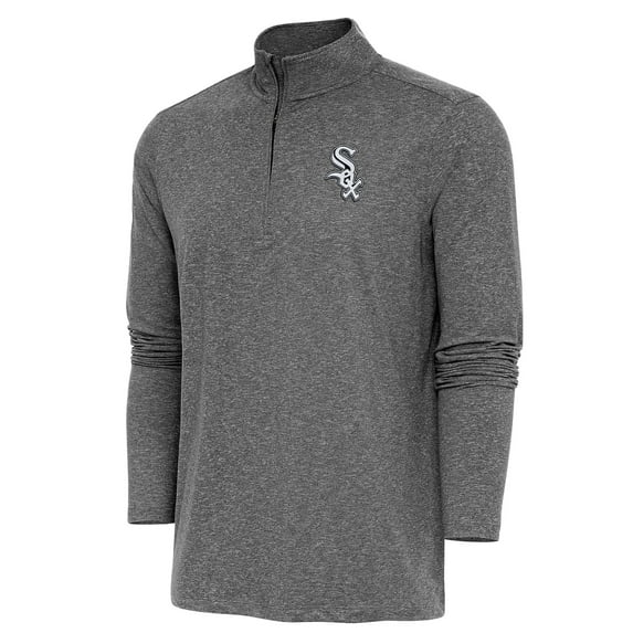 Men's Antigua Heather Black Chicago White Sox Hunk Quarter-Zip Pullover Top