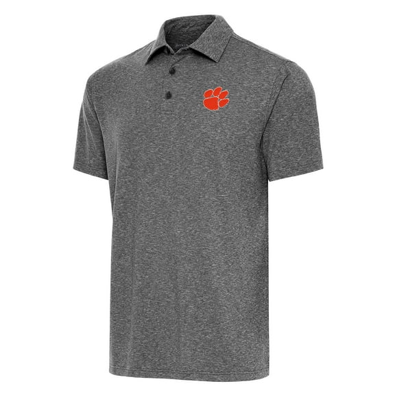 Men's Antigua Heather Black Clemson Tigers Big & Tall Par 3 Polo