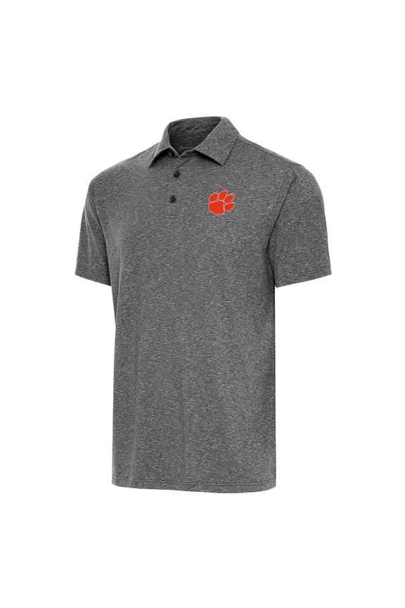 Men's Antigua Heather Black Clemson Tigers Big & Tall Par 3 Polo