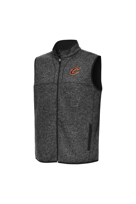 Men's Antigua Heather Black Cleveland Cavaliers Fortune Full-Zip Vest