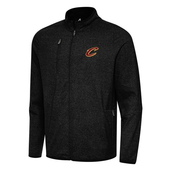 Men's Antigua Heather Black Cleveland Cavaliers Hold-Up Full-Zip Tri-Blend Jacket