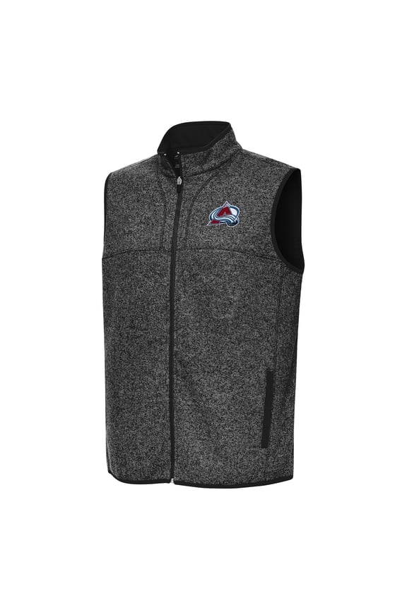 Men's Antigua Heather Black Colorado Avalanche Fortune Full-Zip Vest