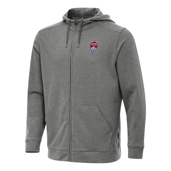 Men's Antigua Heather Black Colorado Rapids Effortless Full-Zip Hoodie