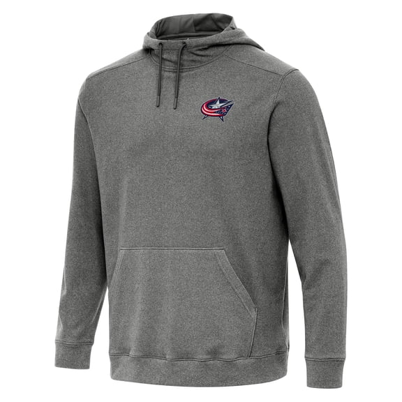 Men's Antigua Heather Black Columbus Blue Jackets Cloud Pullover Hoodie