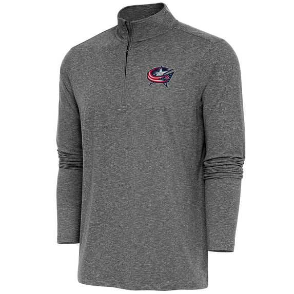 Men's Antigua Heather Black Columbus Blue Jackets Hunk Quarter-Zip Pullover Top