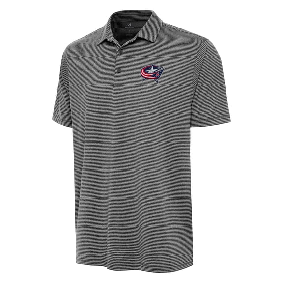 Men's Antigua  Heather Black Columbus Blue Jackets Scheme Polo