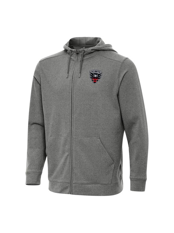 Men's Antigua Heather Black D.C. United Effortless Full-Zip Hoodie