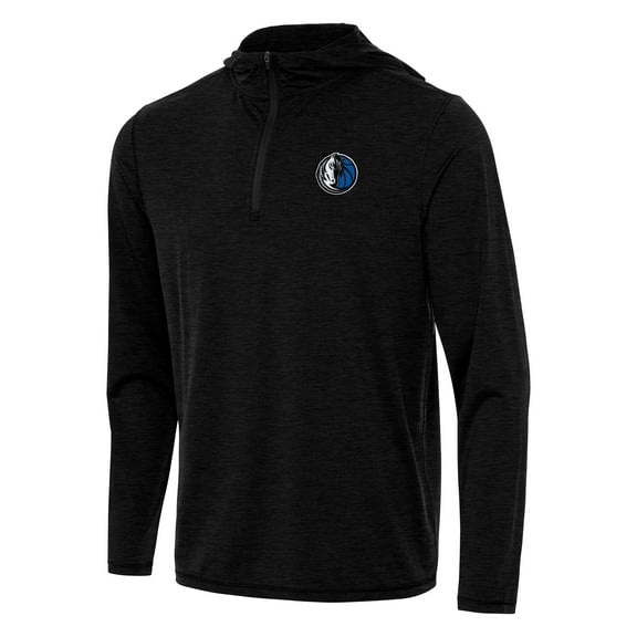Men's Antigua Heather Black Dallas Mavericks Tidy Quarter-Zip Hoodie