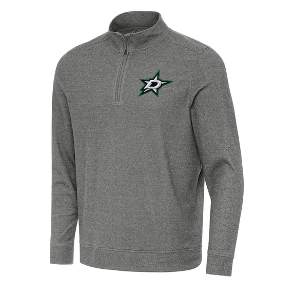 Men's Antigua Heather Black Dallas Stars Subtle Quarter-Zip Sweatshirt