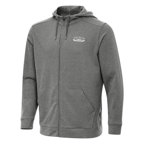 Men's Antigua Heather Black Darlington Raceway Effortless Full-Zip Hoodie