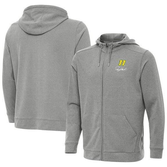 Men's-Antigua  Heather Black Denny Hamlin Effortless Full-Zip Hoodie