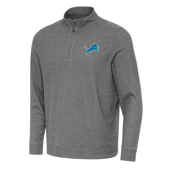 Men's Antigua Heather Black Detroit Lions Subtle Quarter-Zip Top