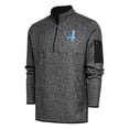 thumbnail image 1 of Men's Antigua Heather Black Detroit Lions Throwback Fortune Quarter-Zip Pullover Jacket, 1 of 1