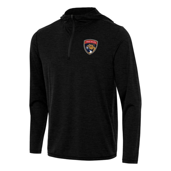 Men's Antigua Heather Black Florida Panthers Tidy Quarter-Zip Hoodie
