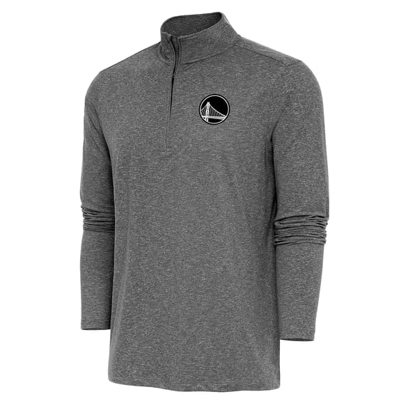 Men's Antigua Heather Black Golden State Warriors Hunk Quarter-Zip Top