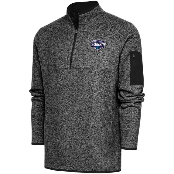 Men's Antigua Heather Black Greensboro Swarm Big & Tall Fortune Quarter-Zip Pullover Jacket