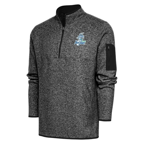 Men's Antigua Heather Black Hartford Yard Goats Big & Tall Fortune Quarter-Zip Pullover Jacket