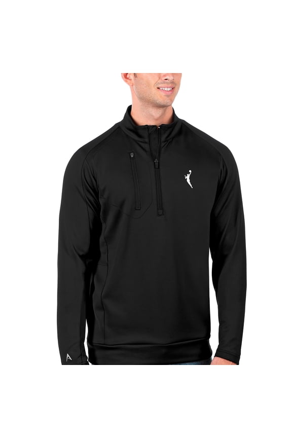 Men's Antigua Black WNBA Logowoman Generation Quarter-Zip Pullover Top