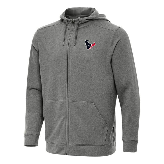 Men's Antigua Heather Black Houston Texans Effortless Full-Zip Hoodie