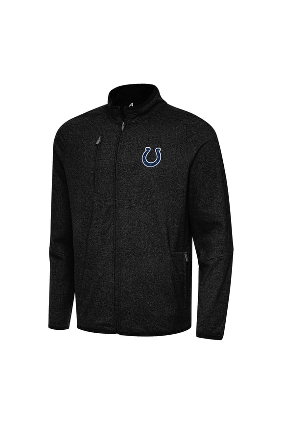 Men's Antigua Heather Black Indianapolis Colts Hold-Up Tri-Blend Full-Zip Jacket