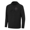 thumbnail image 1 of Men's Antigua Heather Black Inter Miami CF Spikes Raglan Quarter-Zip Hoodie, 1 of 1