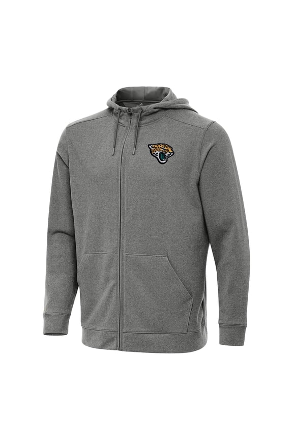 Men's Antigua Heather Black Jacksonville Jaguars Effortless Full-Zip Hoodie