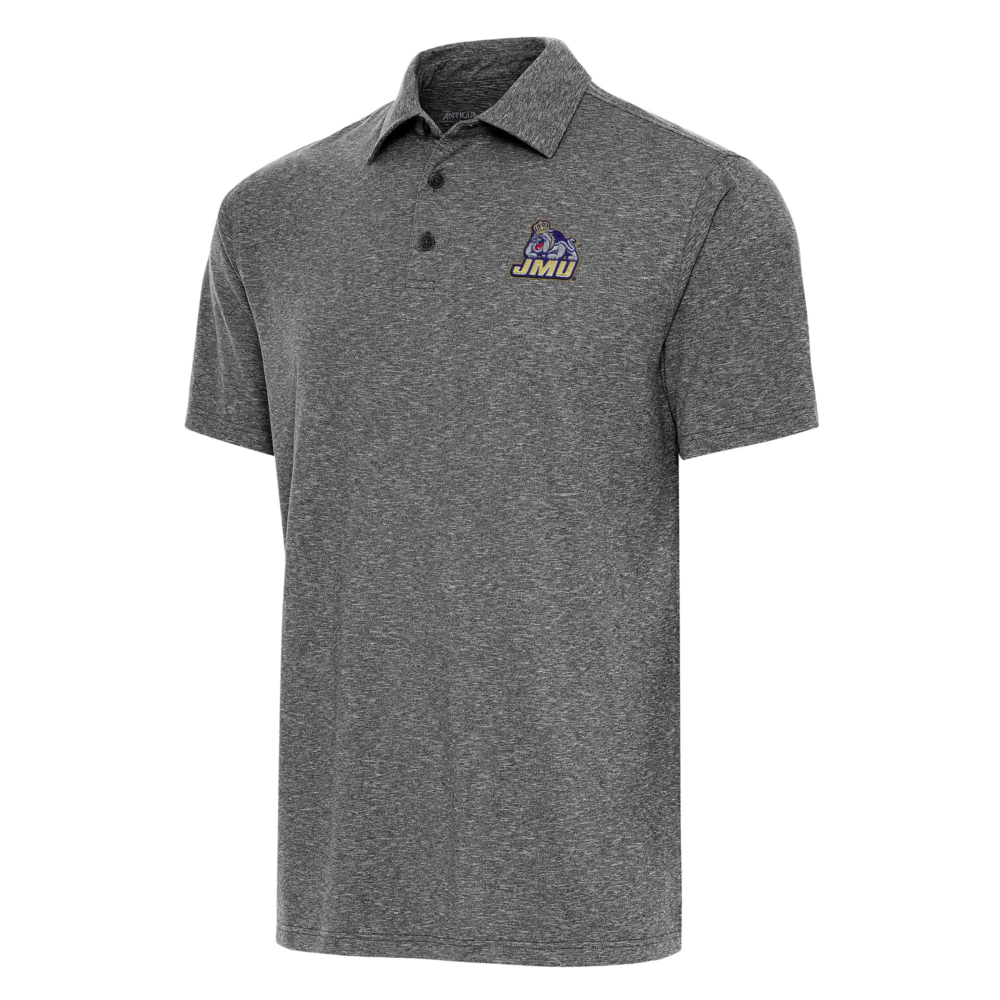 Men's Antigua Heather Black James Madison Dukes Big & Tall Par 3 Polo