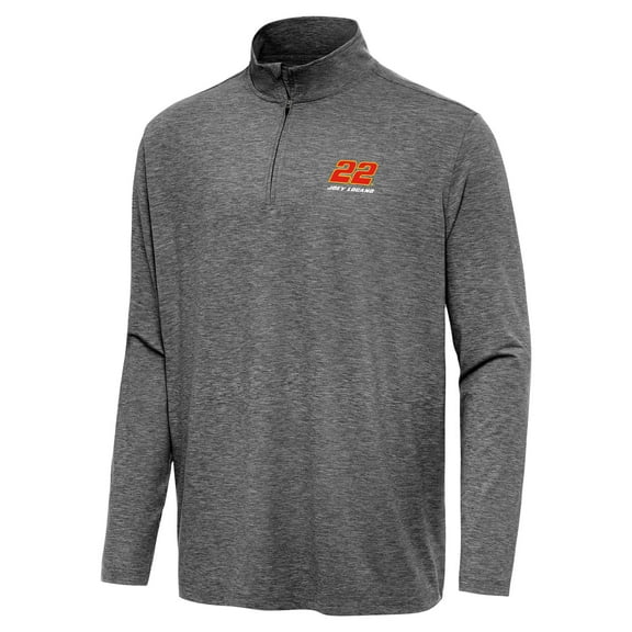 Men's Antigua  Heather Black Joey Logano Hunk Quarter-Zip Top