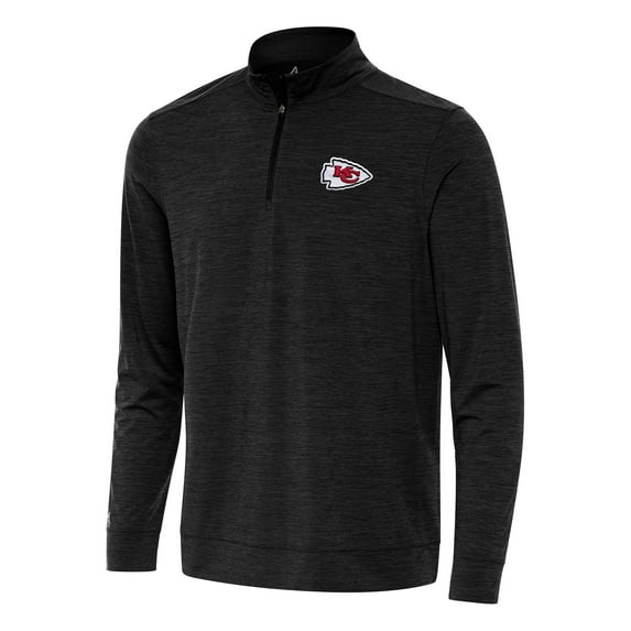 Men's Antigua Heather Black Kansas City Chiefs Bright Quarter-Zip Top