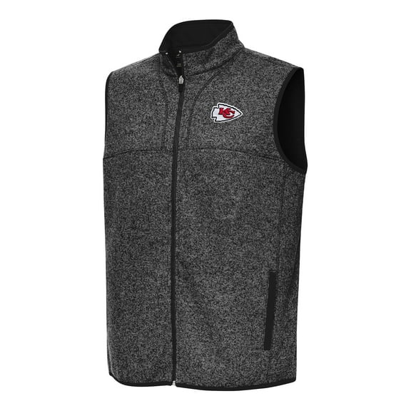 Men's Antigua  Heather Black Kansas City Chiefs Fortune Full-Zip Vest