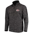 thumbnail image 1 of Men's Antigua Heather Black Kansas City Chiefs Fortune Quarter-Zip Pullover Jacket, 1 of 3