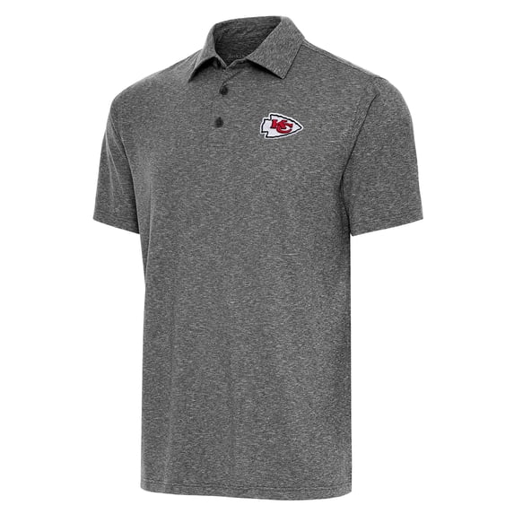 Men's Antigua Heather Black Kansas City Chiefs Par Polo