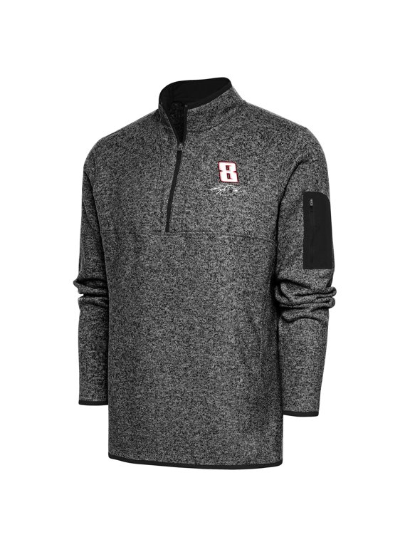 Men's Antigua Heather Black Kyle Busch Fortune Quarter-Zip Pullover Jacket