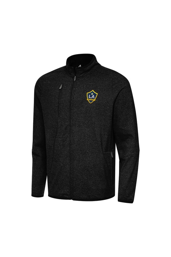 Men's Antigua Heather Black LA Galaxy Hold-Up Full-Zip Jacket