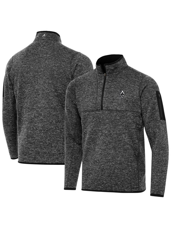 Men's Antigua Heather Black Las Vegas Aces Fortune Quarter-Zip Pullover Jacket