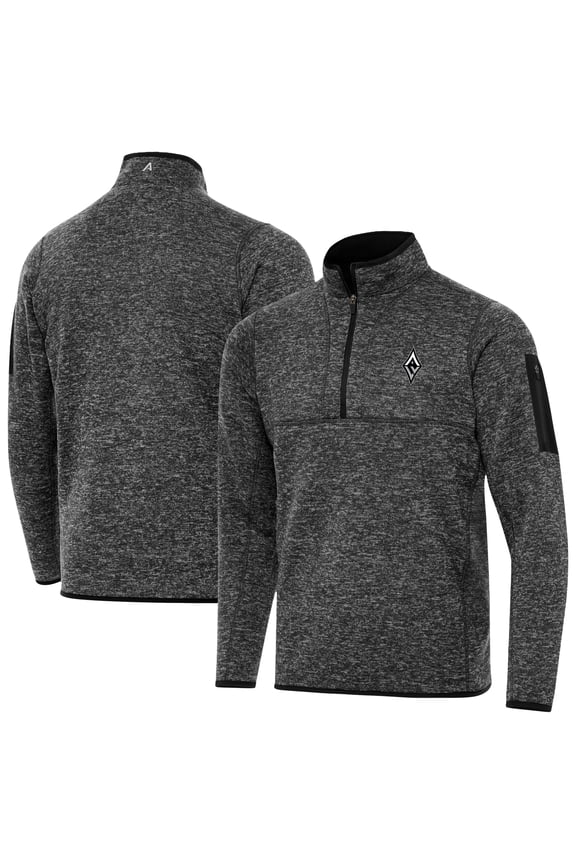 Men's Antigua Heather Black Las Vegas Aces Fortune Quarter-Zip Pullover Jacket