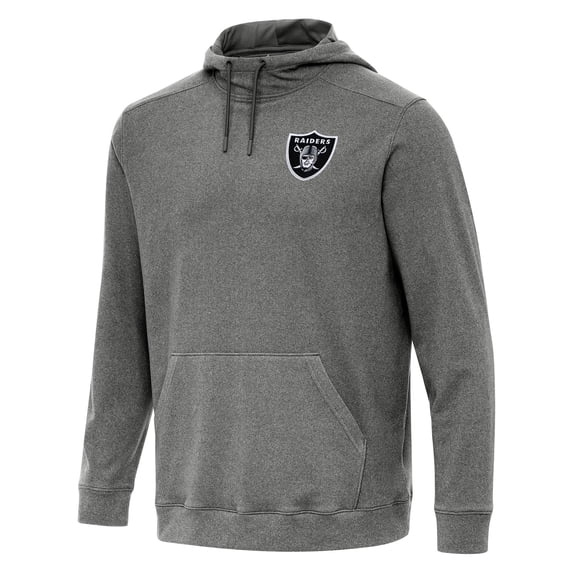 Men's Antigua Heather Black Las Vegas Raiders Cloud Pullover Hoodie