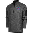 thumbnail image 1 of Men's Antigua  Heather Black Long Island Nets Fortune Quarter-Zip Pullover Jacket, 1 of 1