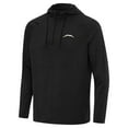thumbnail image 1 of Men's Antigua Heather Black Los Angeles Chargers Spikes Raglan Quarter-Zip Hoodie, 1 of 2