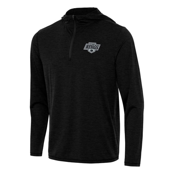 Men's Antigua Heather Black Los Angeles Kings Tidy Quarter-Zip Hoodie